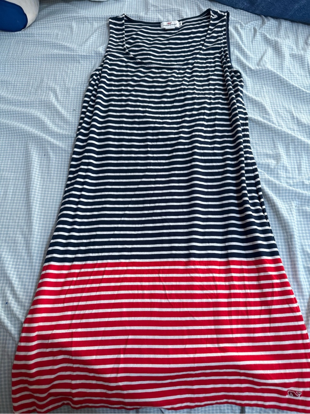 Vineyard Vines Navy, White & Red Striped Midi Dress